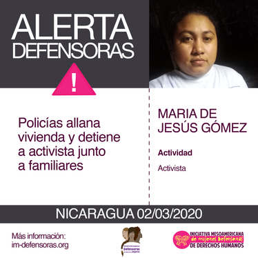 Nicaragua alerta Maria Gomez
